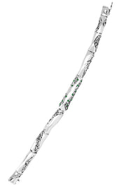 KAKURU Jewelry / Fovos Large Segmented Bracelet with Granulation and Green Emeralds or Rubies