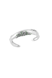 KAKURU Jewelry / Βραχιόλι Fovos μεγάλη χειροπέδα με κοκκίδωση και πράσινα σμαράγδια ή ρουμπίνια 