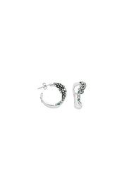 KAKURU Jewelry / Fovos Hoop Earrings with Granulation and Green Emeralds or Rubies