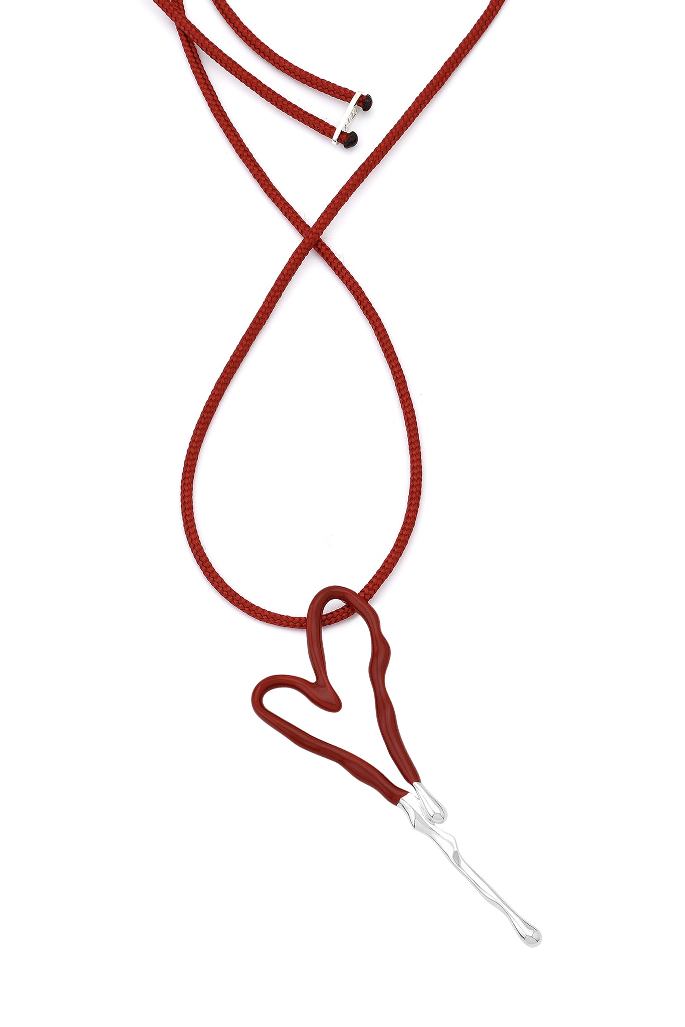 Red Liquid Heart Thread Necklace