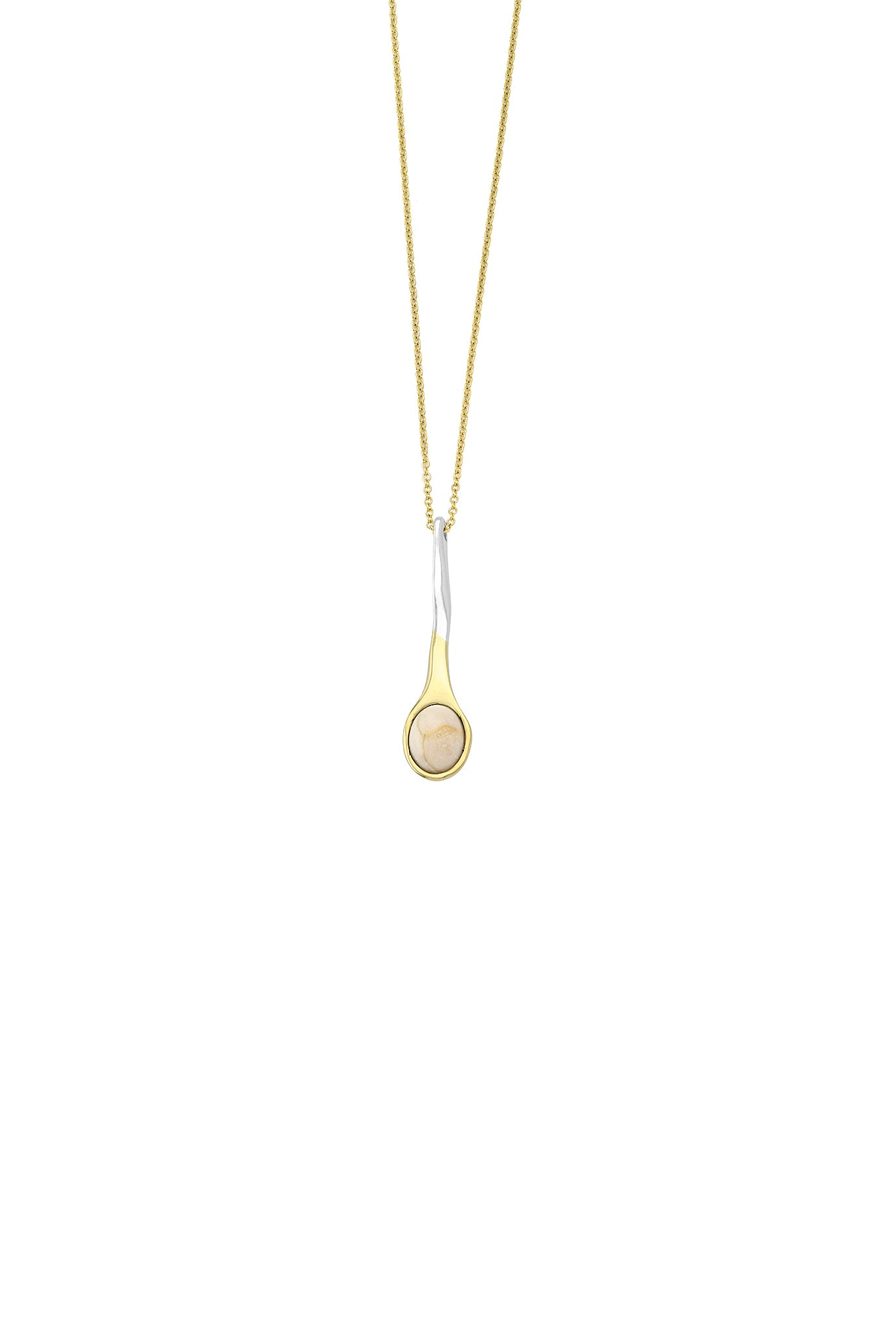 Short Sporos Stone Necklace 18k/925 with 18k chain