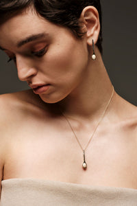 Short Sporos Stone Necklace 18k/925 with 925 chain