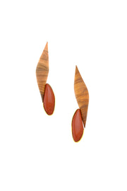 KAKURU Jewelry / Enosis Large Olive Wood/ Stone Earrings