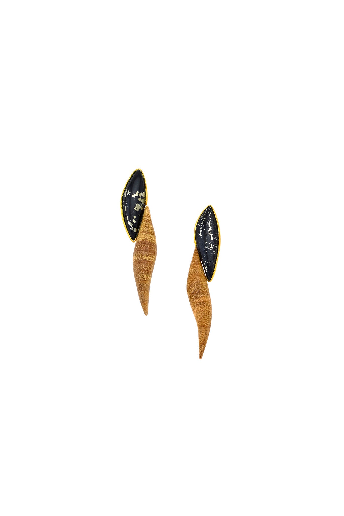 Enosis Small Olive Wood/ Stone Earrings